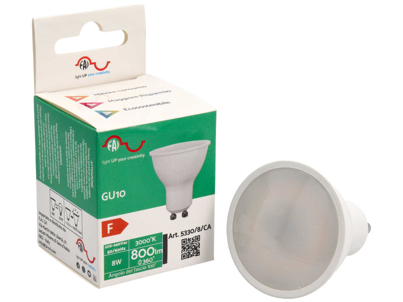 LAMPADA 8 LED SMD GU10 BIANCO CALDO 5330/8/CA