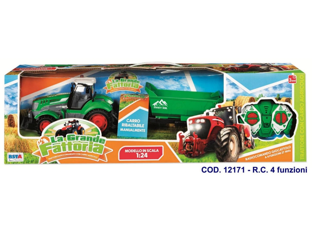 TRATTORE RADIOCOMANDATO CARRO AGRICOLO 1:24 12171