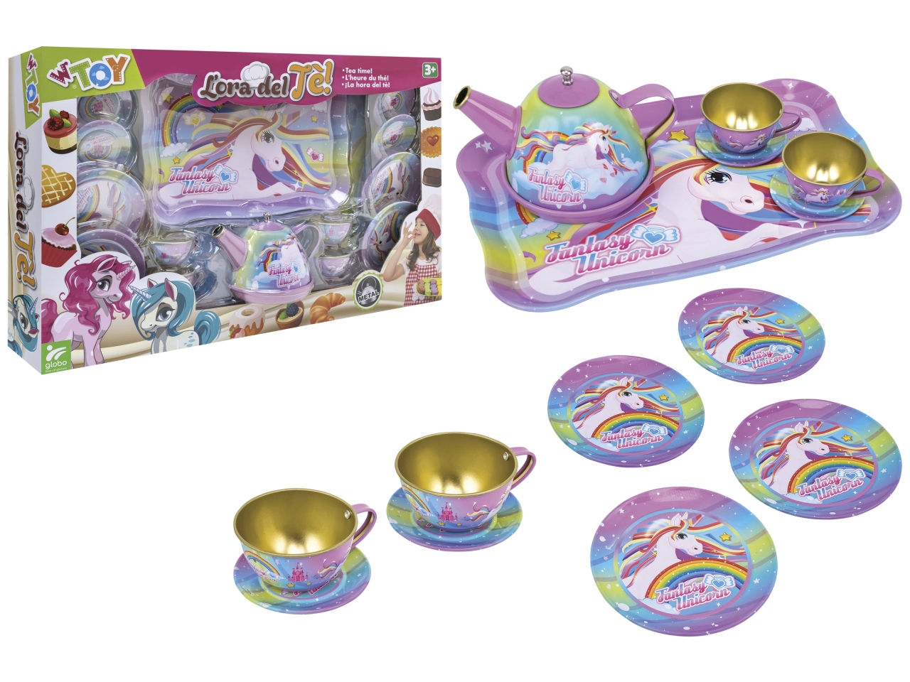 COSE DI CASA SET THE METALLO C/VASSOIO 14PZ 41728