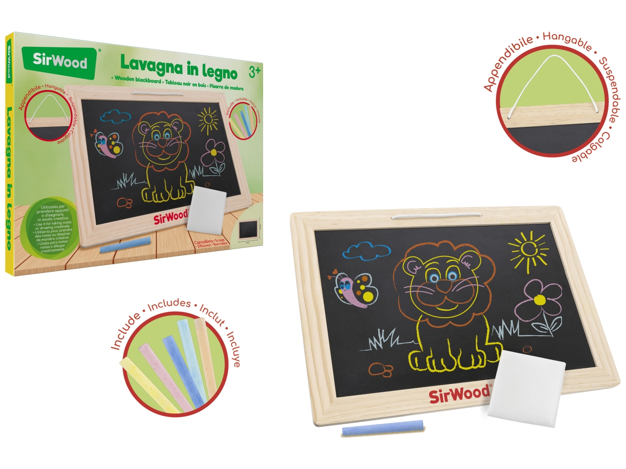 SIRWOOD LAVAGNA IN LEGNO C/GESSETTI COLORATI 42871