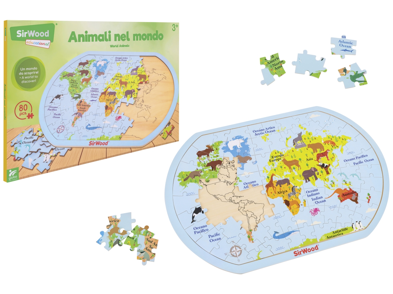 SIRWOOD PUZZLE ANIMALI DEL MONDO IN LEGNO 41617