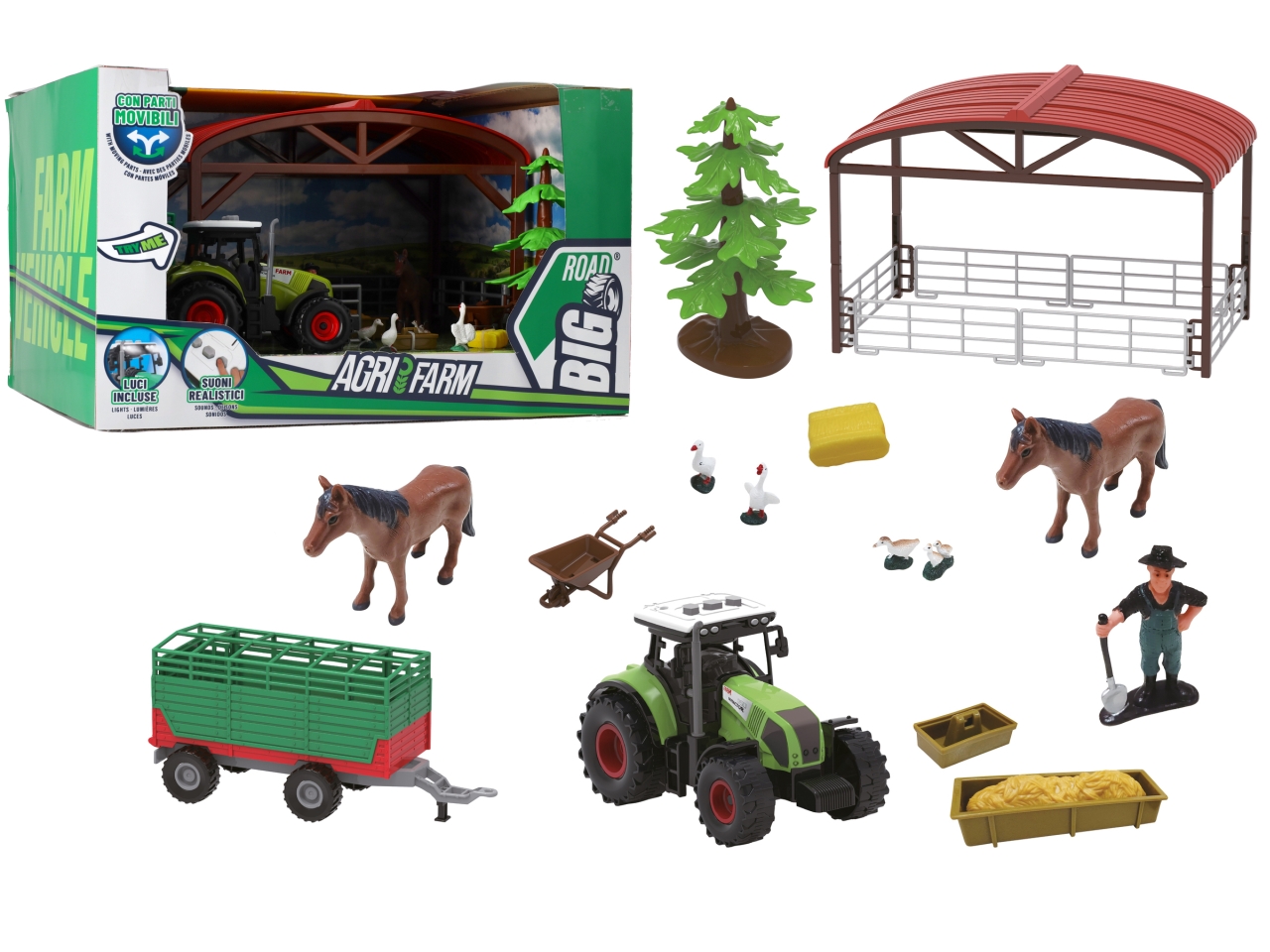 BIG ROAD MANEGGIO C/TRATTORE LUCI/SUONI 16PZ 43022 BIG ROAD MANEGGIO C/TRATTORE LUCI/SUONI 16PZ 43022