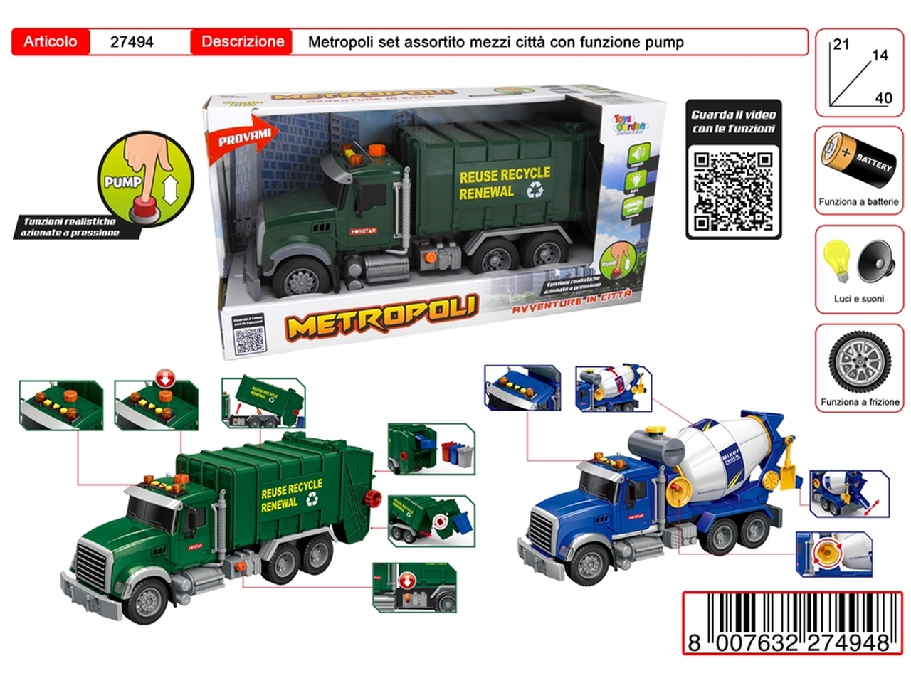 METROPOLI PUMP TRUCK ECOLOGICO E BETONIERA 27494