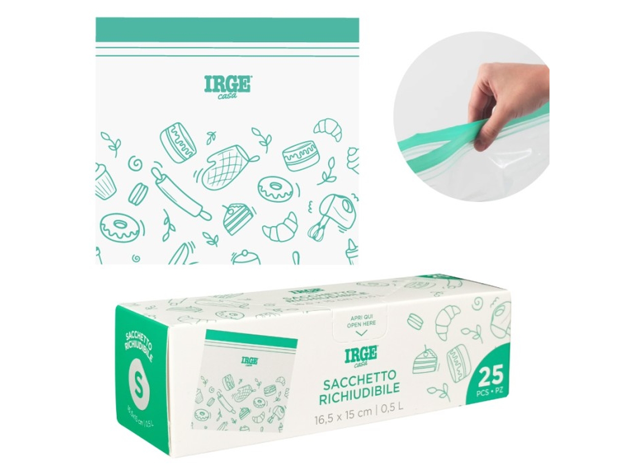 SACCHETTI DOPPIA ZIP 16,5X15CM BOX 25PZ SAC6706A