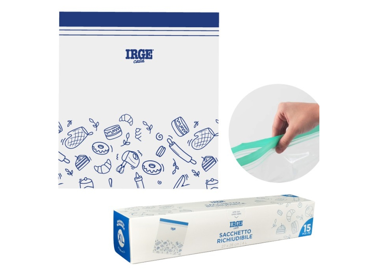 SACCHETTI DOPPIA ZIP 27X28CM BOX 15PZ SAC6704A