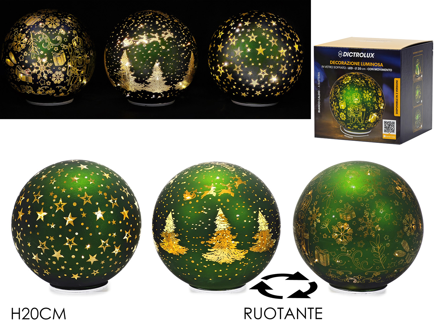 PALLA 20CM C/LUCI/MOV. BATT. VERDE 3ASS 480540