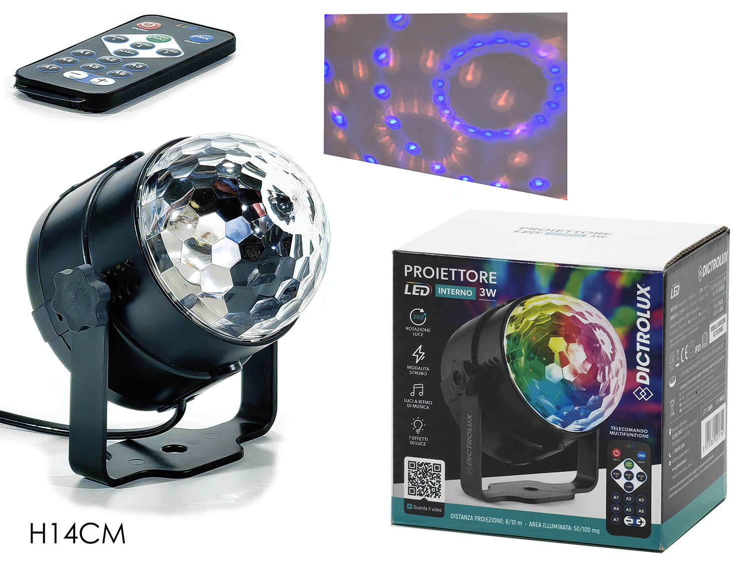MINI PROIETTORE LED C/TELECOMANDO H.14CM 490210 MINI PROIETTORE LED C/TELECOMANDO H.14CM 490210