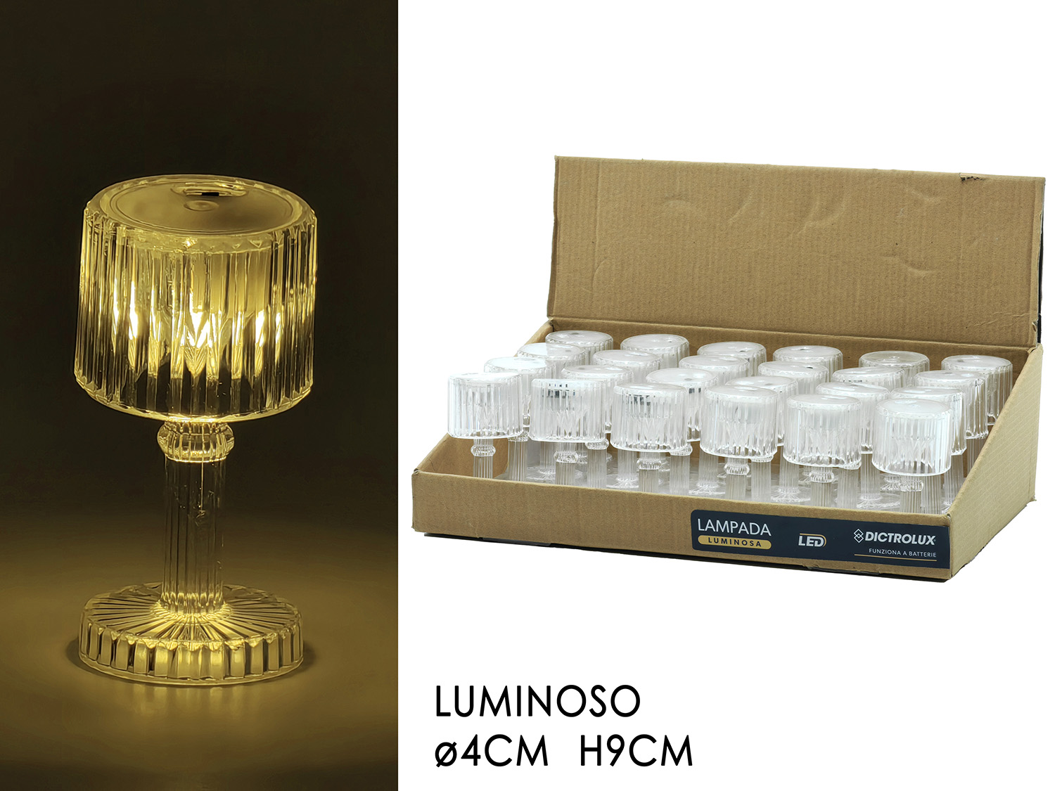 LAMPADA DA TAVOLO 9CM C/LUCE A BATT.TRASP. 490271