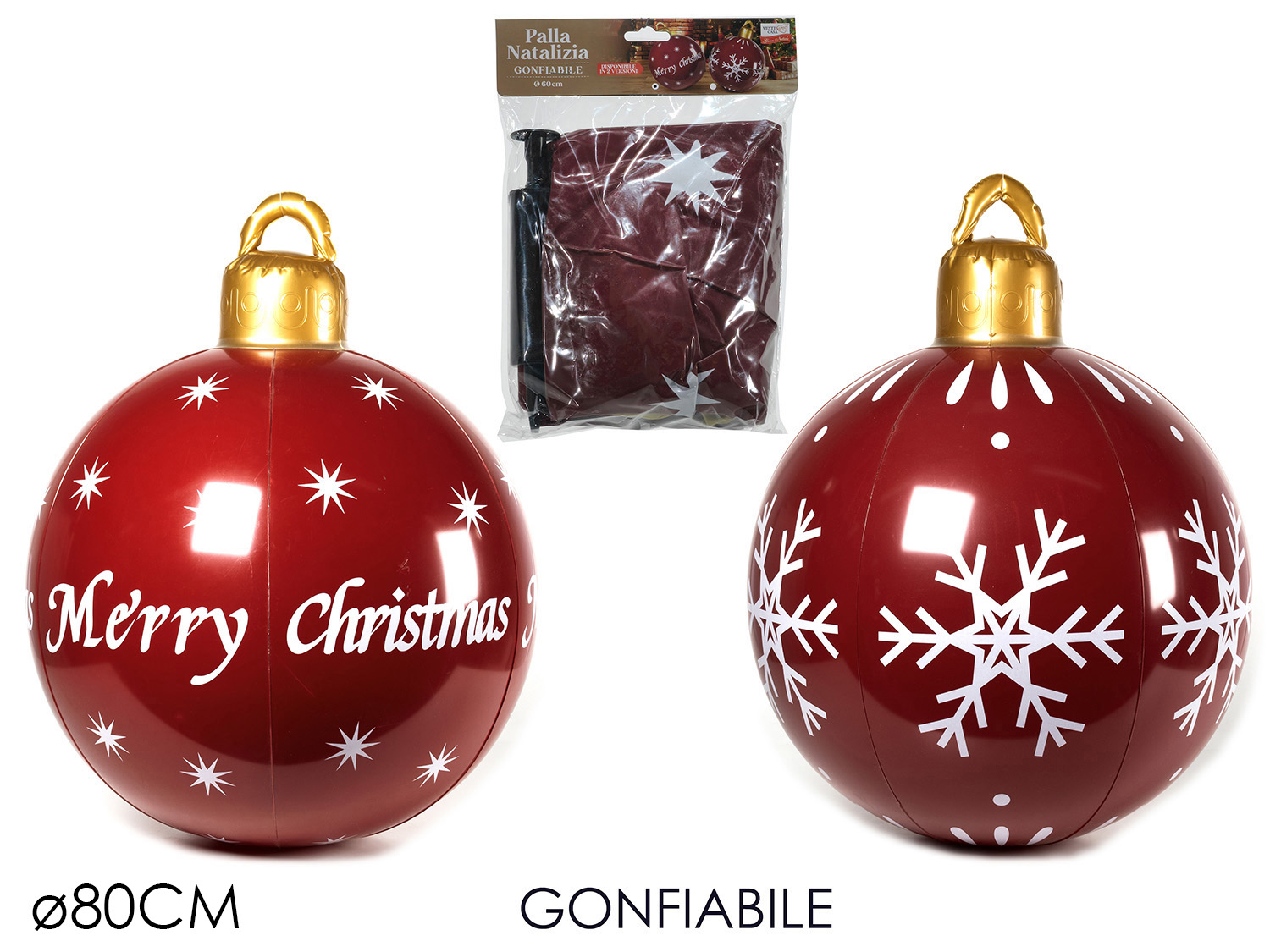 PALLA NATALIZIA GONFIABILE 80CM BORDEAUX 513006