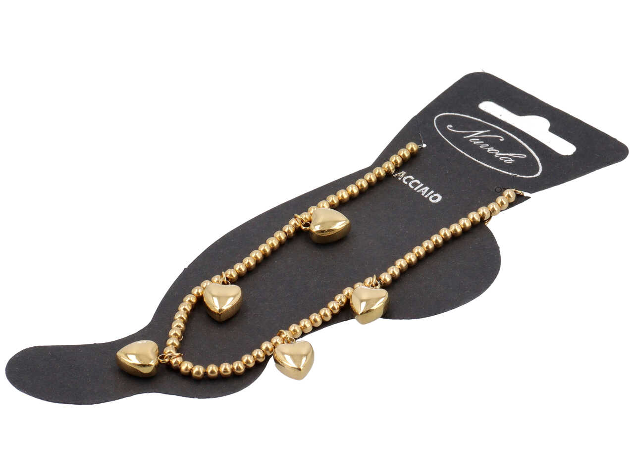 CAVIGLIERA C/SFERE 4MM E CUORICINI ORO KDC113HG