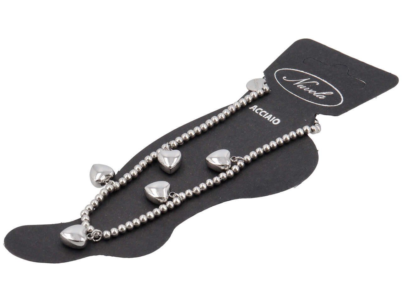 CAVIGLIERA C/SFERE 4MM E CUORICINI KDC113H