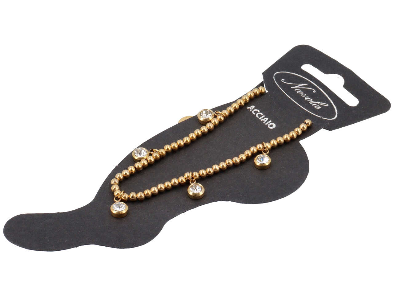 CAVIGLIERA C/SFERE 4MM E RIVOLI ORO KDC113RG