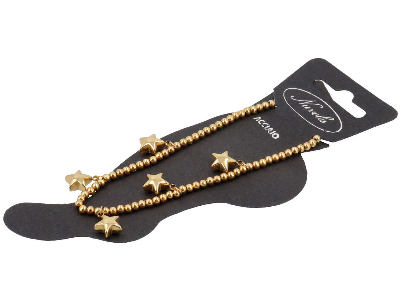 CAVIGLIERA C/SFERE 4MM E STELLINE ORO KDC113SG