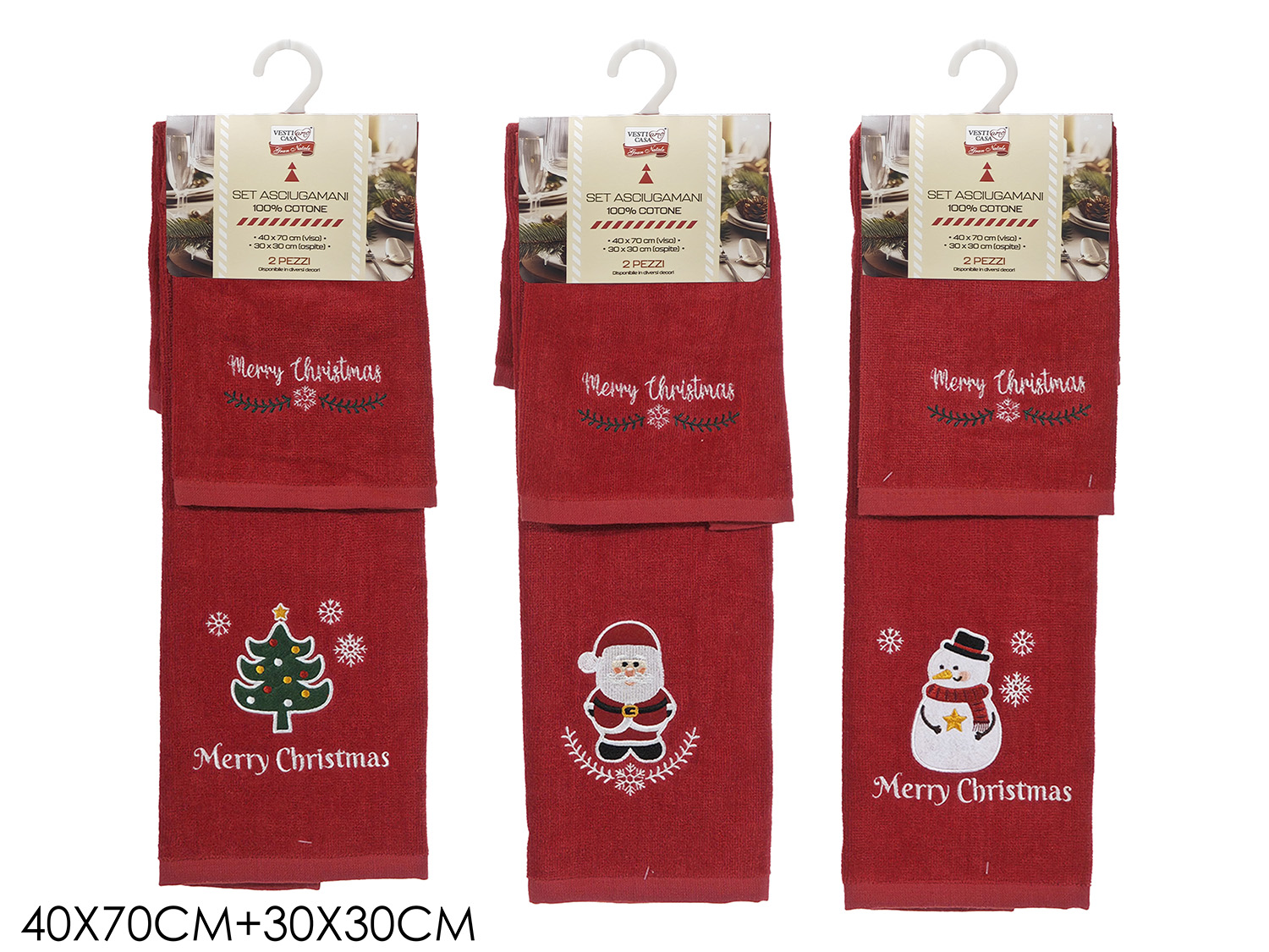 ASCIUGAMANI 1+1 ROSSO C/DECORI 3ASS. 449300 ASCIUGAMANI 1+1 ROSSO C/DECORI 3ASS. 449300