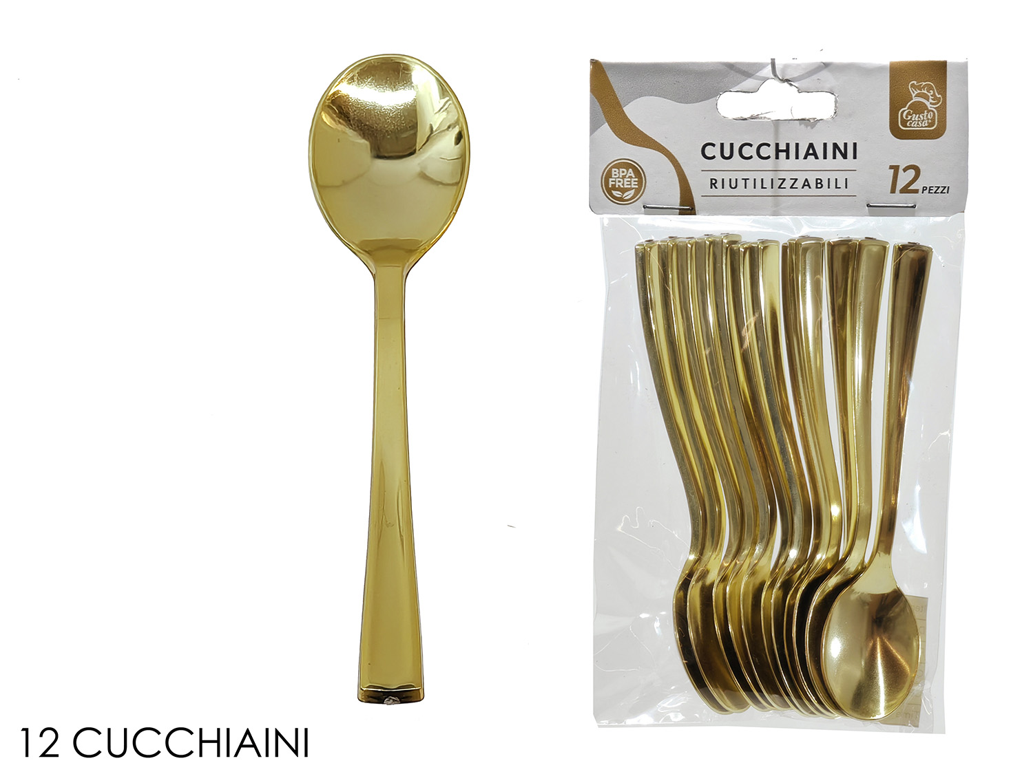 CUCCHIAINI PLASTICA 12PZ ORO 491864 CUCCHIAINI PLASTICA 12PZ ORO 491864