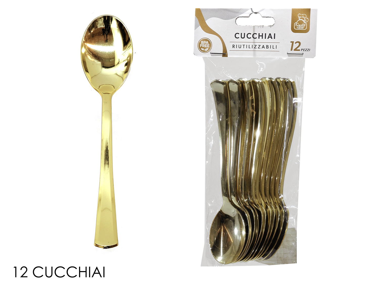 CUCCHIAI PLASTICA 12PZ ORO 491865 CUCCHIAI PLASTICA 12PZ ORO 491865