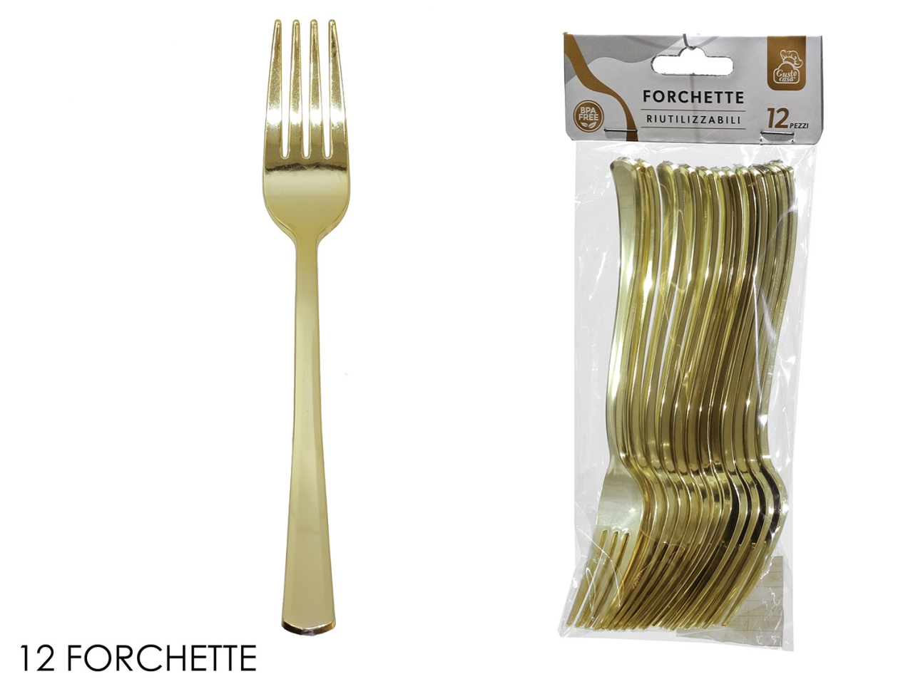 FORCHETTE PLASTICA 12PZ ORO 491866