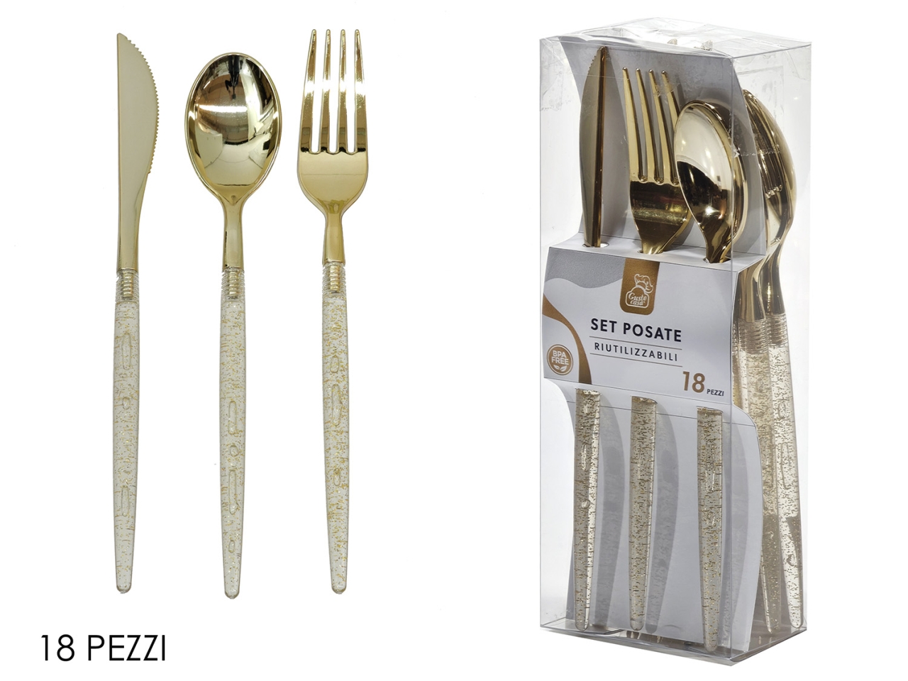POSATE SET 18PZ ORO C/GLITTER 491872 POSATE SET 18PZ ORO C/GLITTER 491872