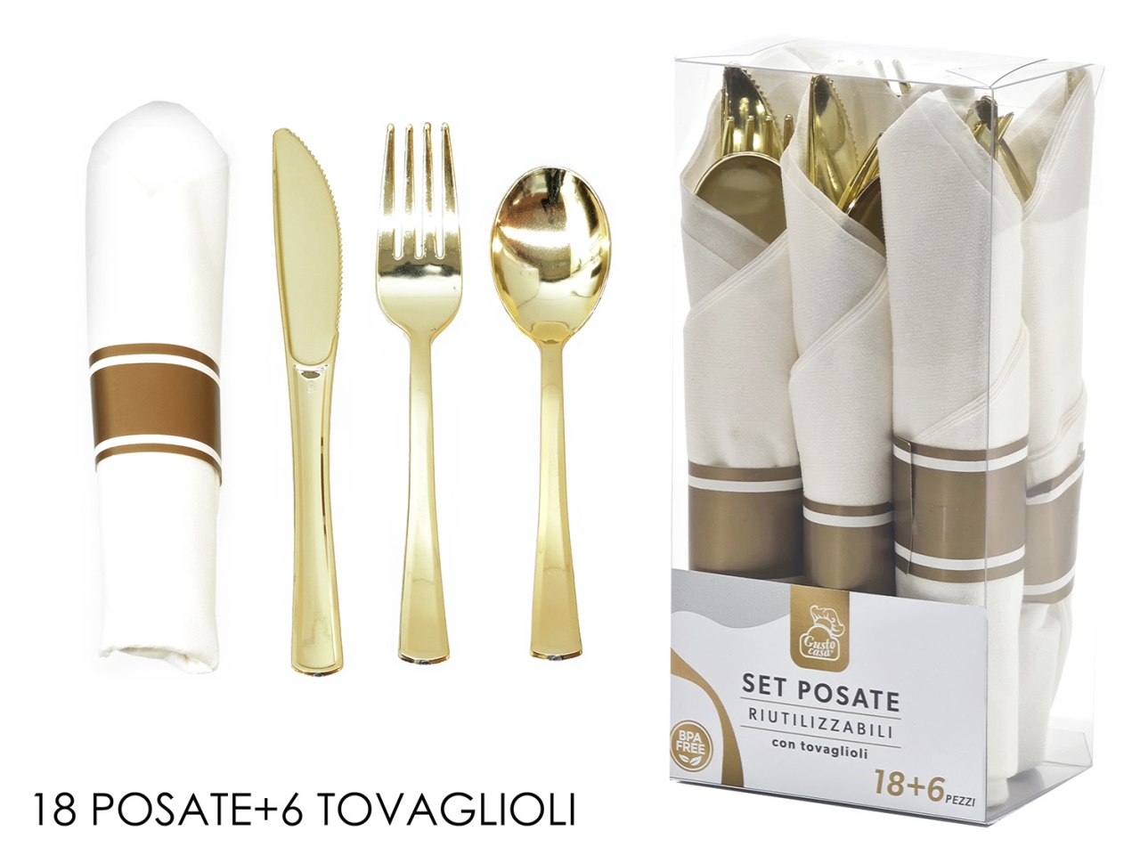 POSATE SET 18PZ ORO C/6 TOVAGLIOLI 491876 POSATE SET 18PZ ORO C/6 TOVAGLIOLI 491876