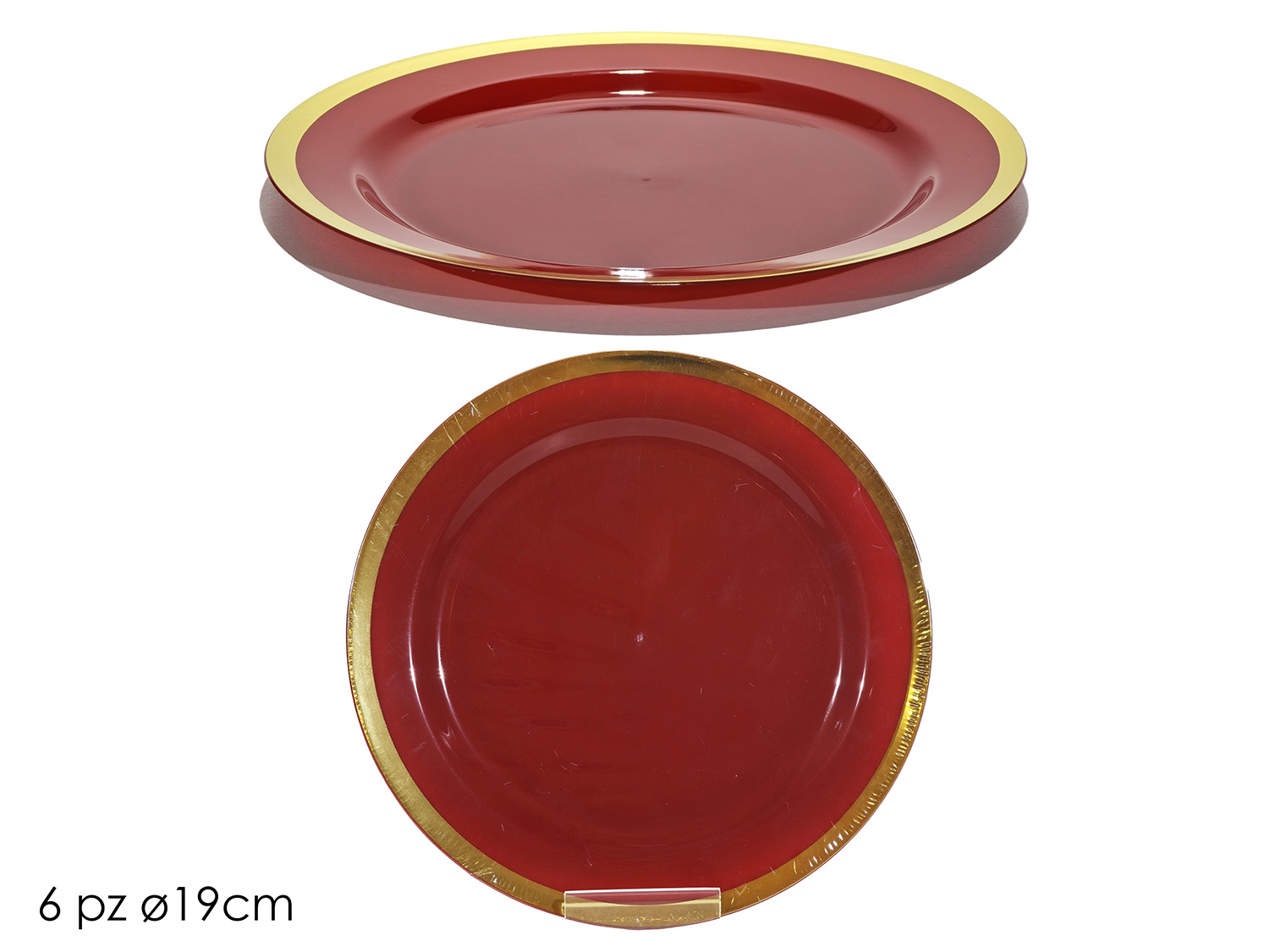 PIATTI 19CM ROSSO C/BORDO ORO 6PZ 491990 PIATTI 19CM ROSSO C/BORDO ORO 6PZ 491990