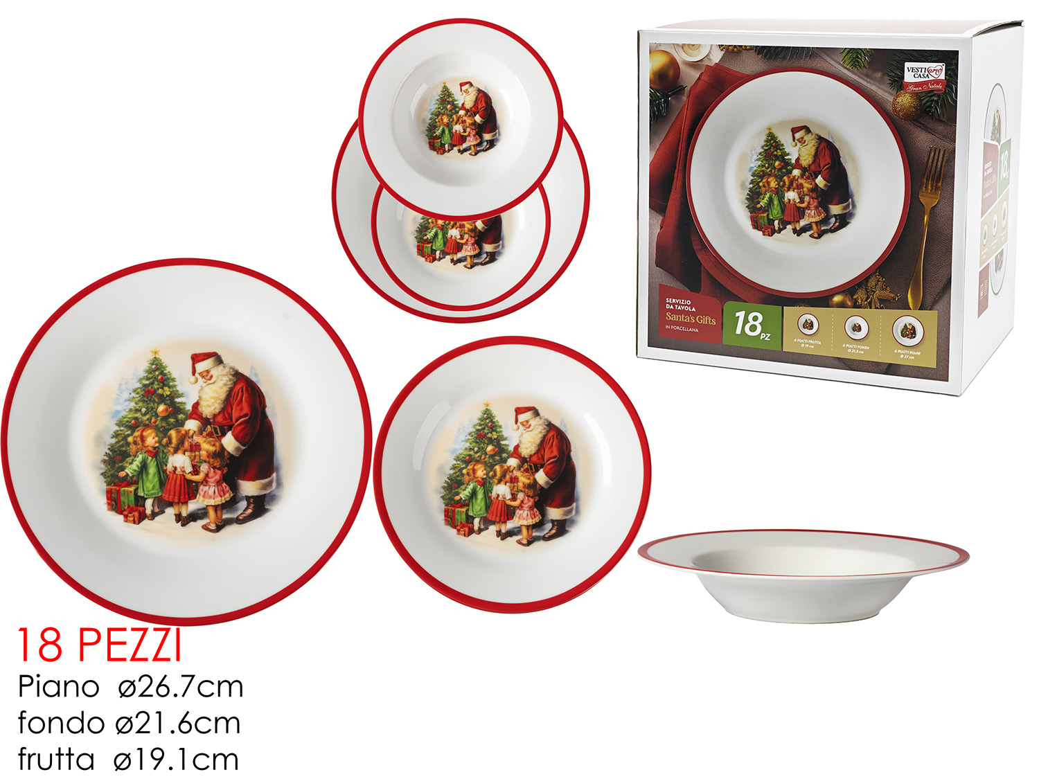 SERVIZIO PIATTI PORC. SANTA’S GIFTS 18PZ 524208