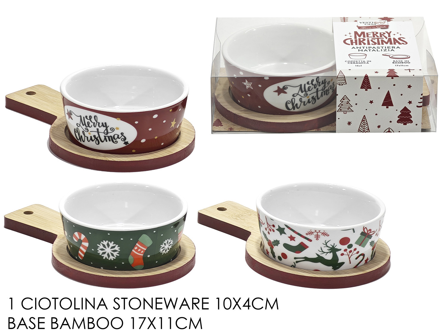 ANTIPASTIERA C/BASE BAMBOO 3ASS. 636001