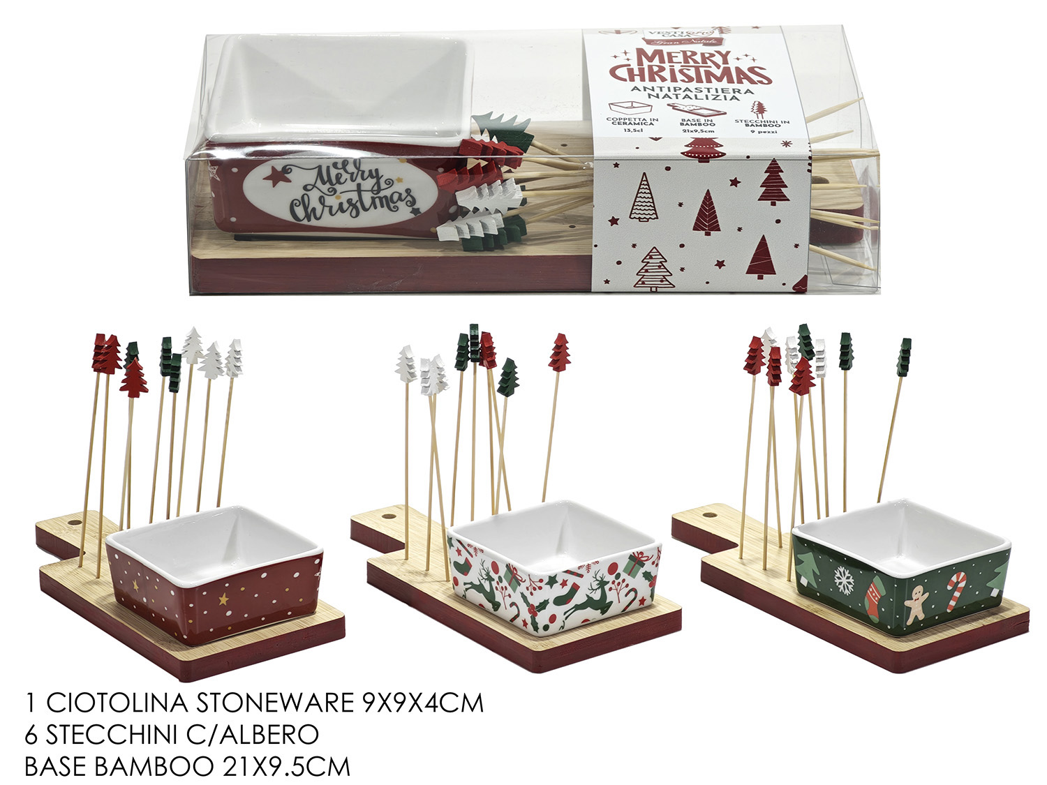 ANTIPASTIERA C/BASE BAMBOO 3ASS. 636002