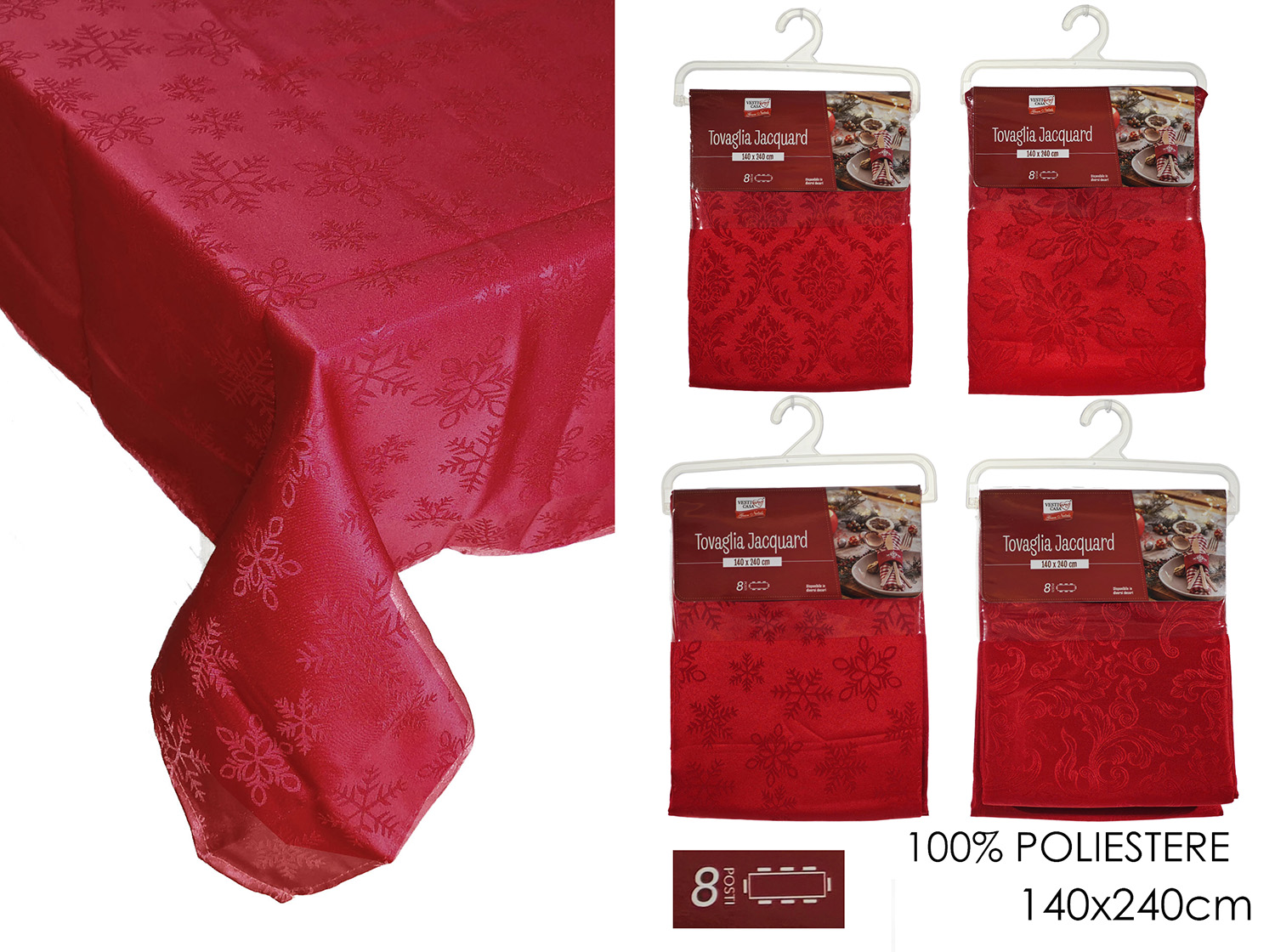 TOVAGLIA JACQUARD 140X240CM ROSSA 4ASS. 645308F