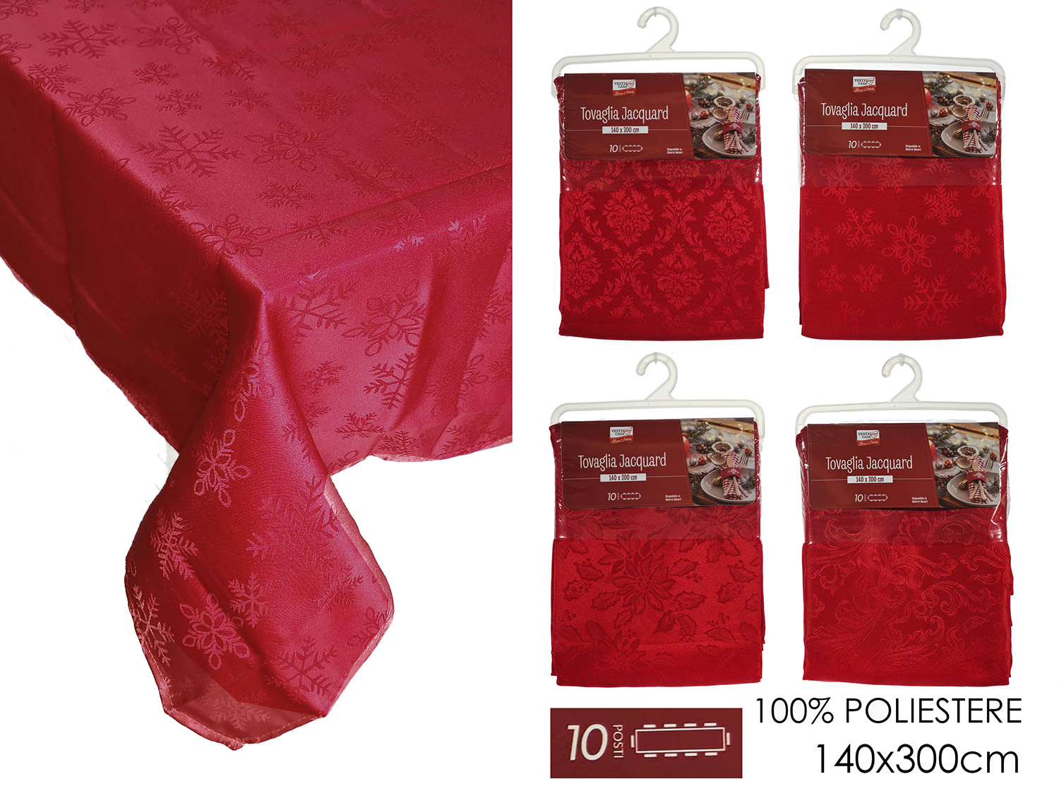 TOVAGLIA JACQUARD 140X300CM ROSSA 4ASS. 645308G