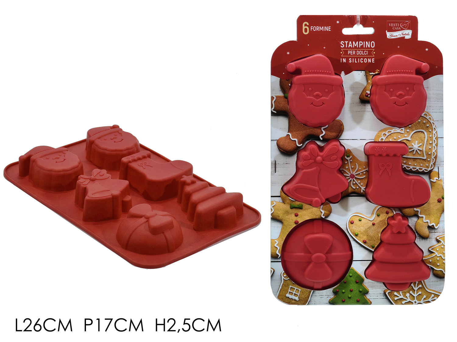 STAMPO DOLCI SILICONE 6 FORMINE 17X26CM 727089 STAMPO DOLCI SILICONE 6 FORMINE 17X26CM 727089