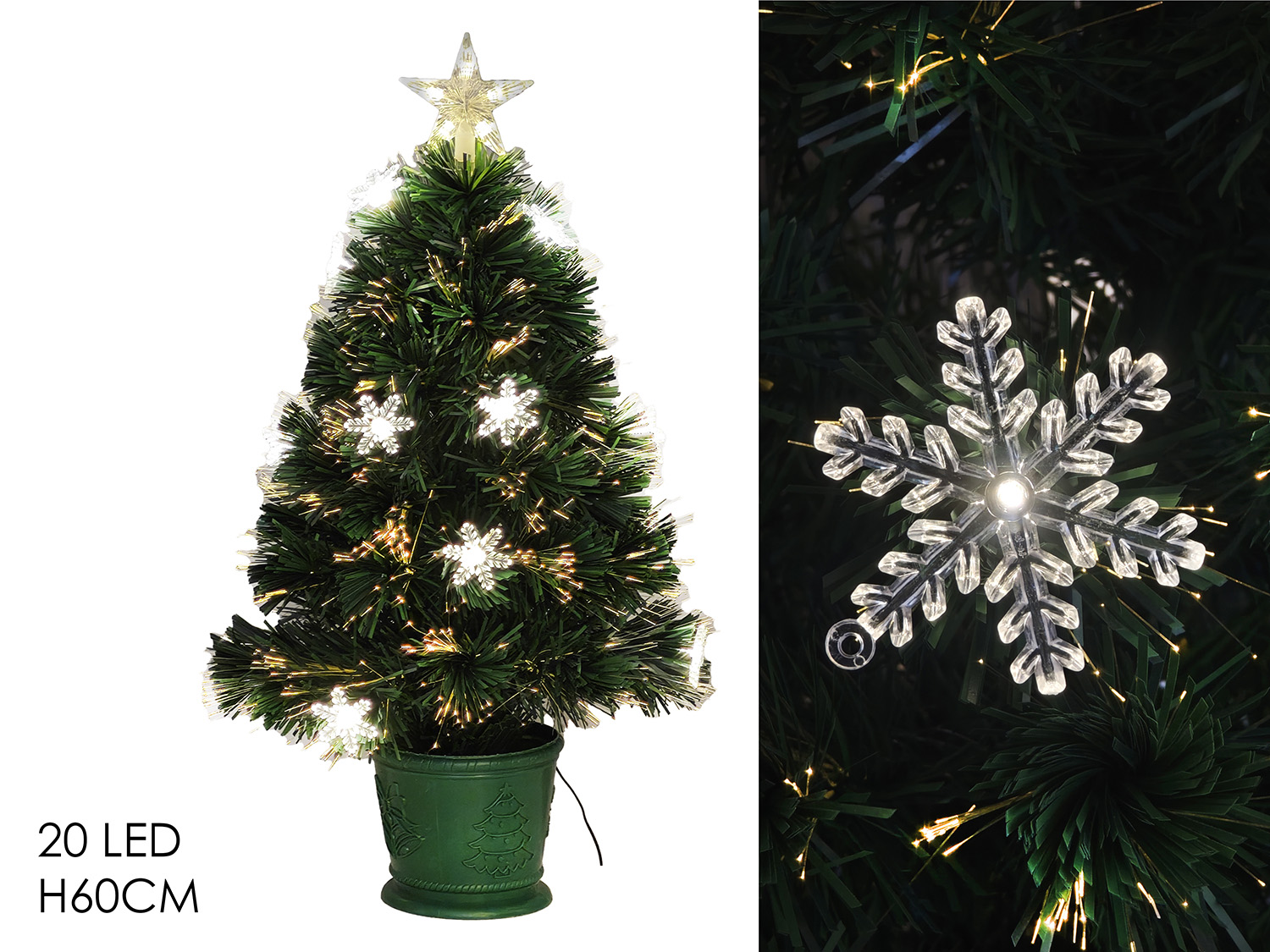 ALBERO 60CM FIBRE OTTICHE C/F.NEVE E 20LED 446500 ALBERO 60CM FIBRE OTTICHE C/F.NEVE E 20LED 446500