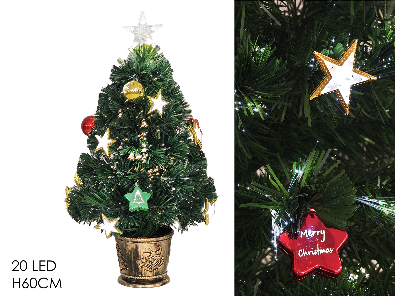 ALBERO 60CM FIBRE OTTICHE C/PALLE E 20LED 446515 ALBERO 60CM FIBRE OTTICHE C/PALLE E 20LED 446515