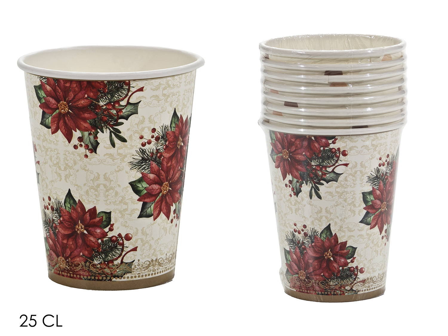 BICCHIERI C/FIORE NATALIZIO 6PZ 25CL 471083