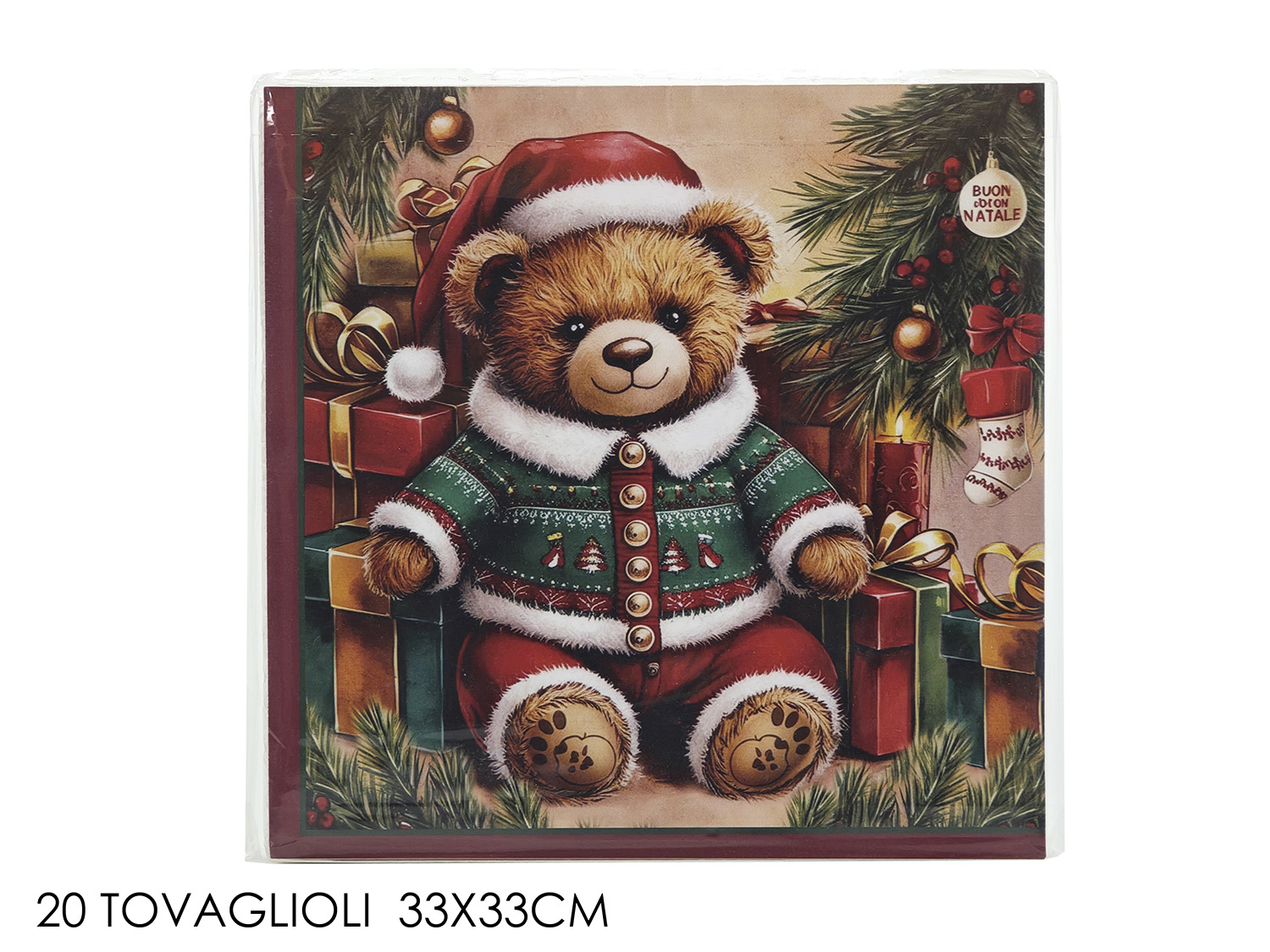 TOVAGLIOLI C/ORSO NATALIZIO 33X33CM 20PZ 471090
