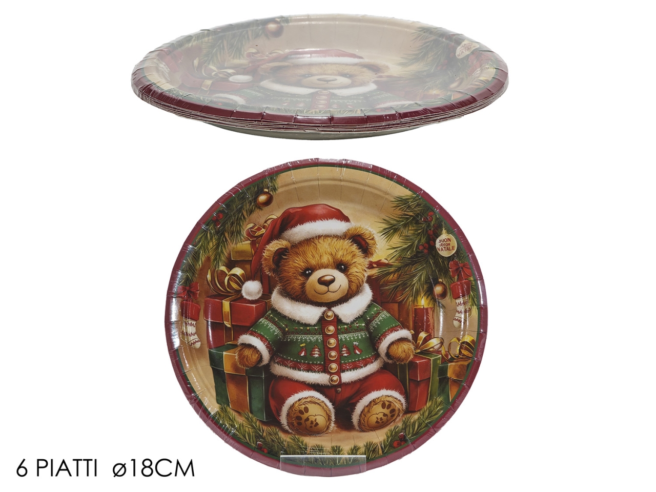 PIATTI 18CM C/ORSO NATATALIZIO 6PZ 471092 PIATTI 18CM C/ORSO NATATALIZIO 6PZ 471092