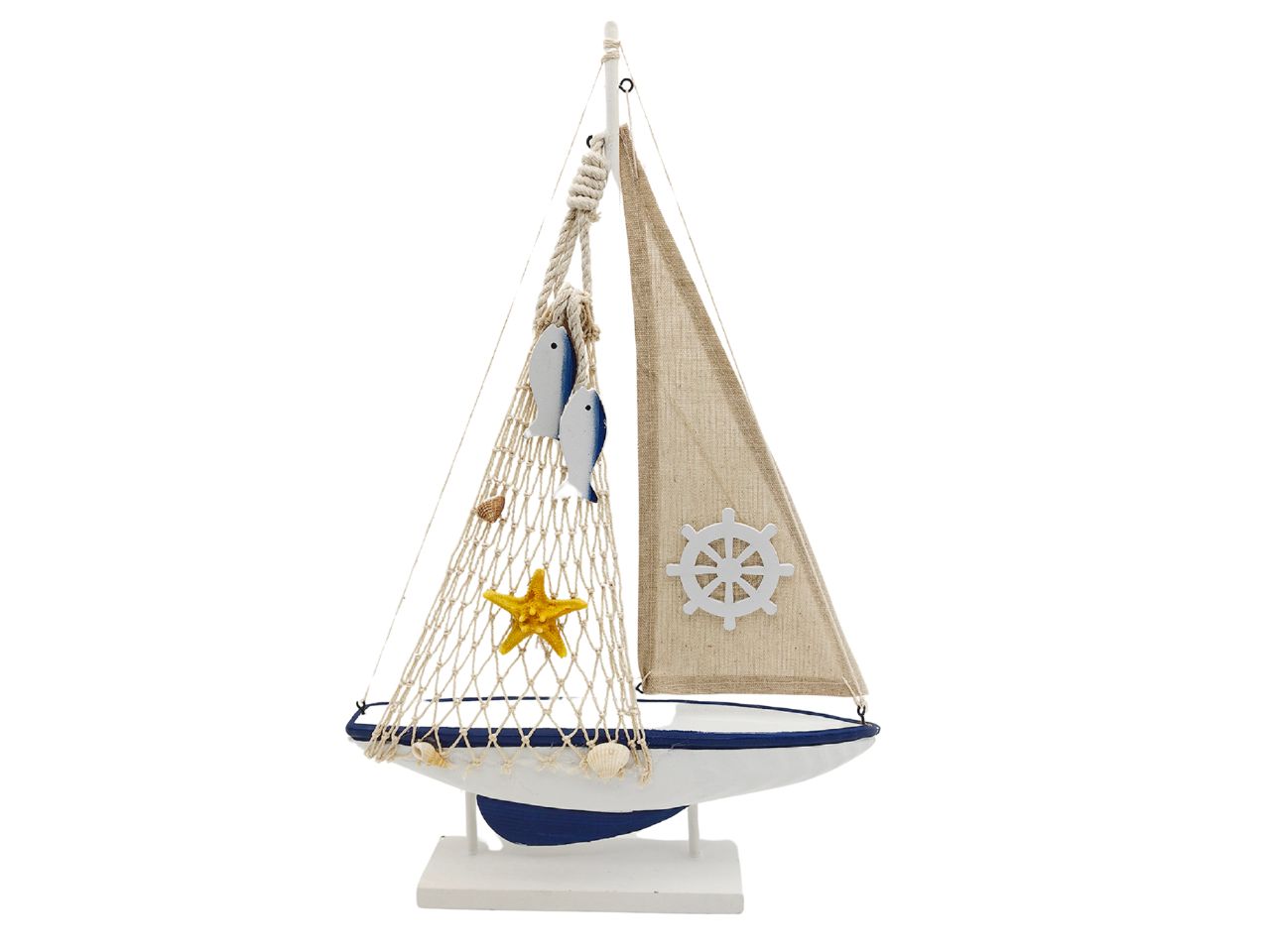 BARCA LEGNO CNELA RETE + VELA TESSUTO H.45X30CM BARCA LEGNO CNELA RETE + VELA TESSUTO H.45X30CM