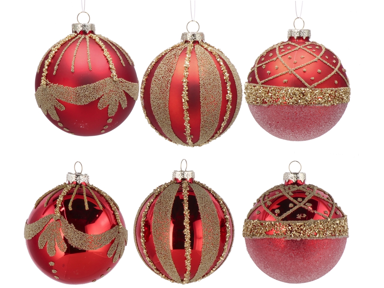 PALLA VETRO 8CM ROSSO E ORO ASS. 114946