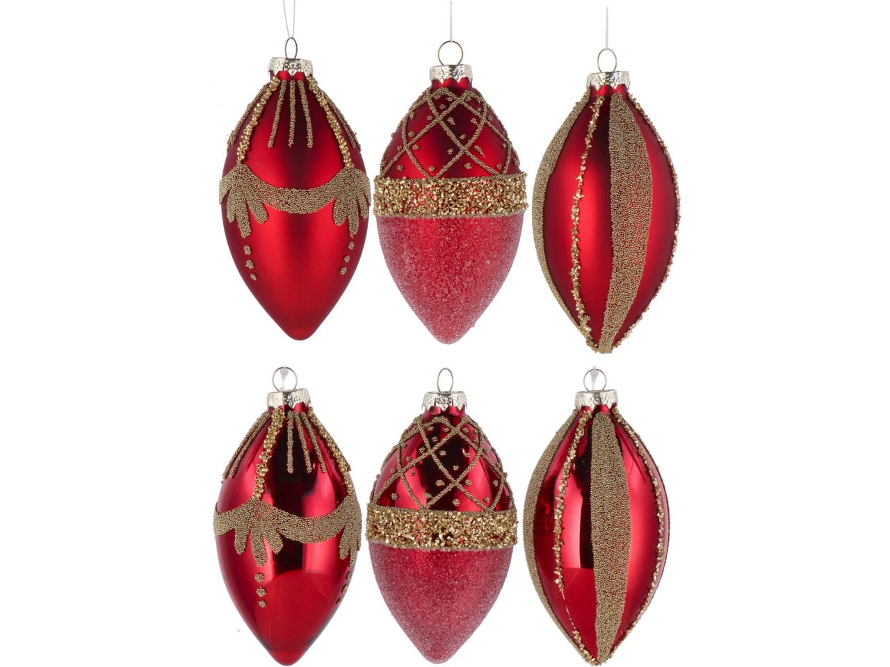 PALLA GOGGIA VETRO 7XH.13CM ROSSO E ORO ASS.114949