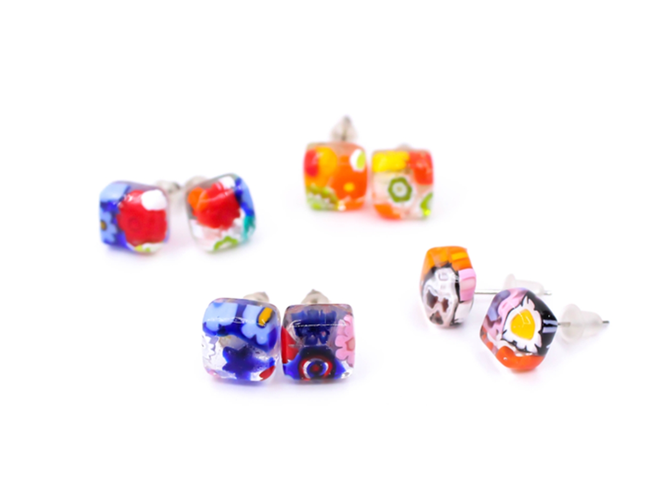 ORECCHINI CUBETTO FIORDALISO 0,8X0,8 MURANO VM0326