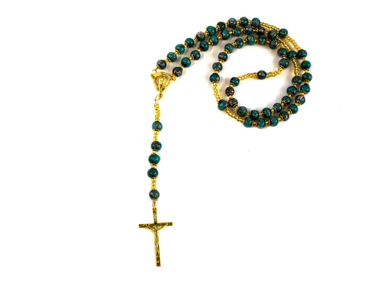 ROSARIO PERLE D.8MM AVVENT.ORO PETROLIO VM0799009