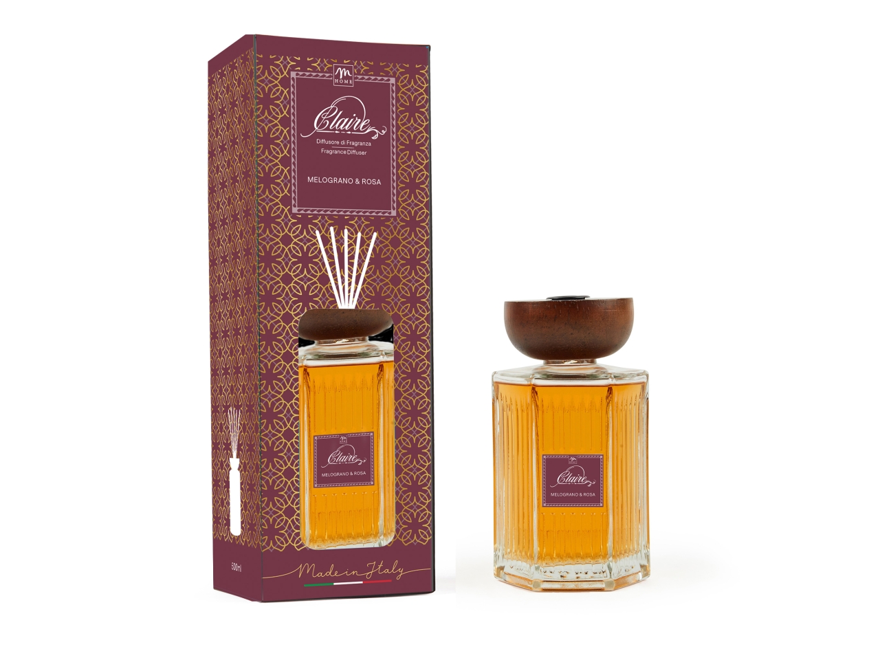 DIFFUSORE C/BACCH.CLARA MELOGRANO&ROSA 500ML 84081