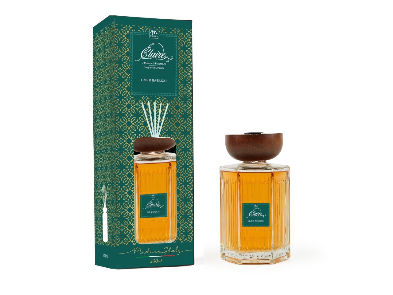 DIFFUSORE C/BACCH. CLARA500ML LIME&BASILICO 84036