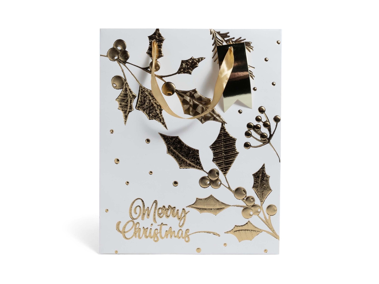 SHOPPERLAMINATA BIANCO/ORO 26X13,5XH.32,5CM85439