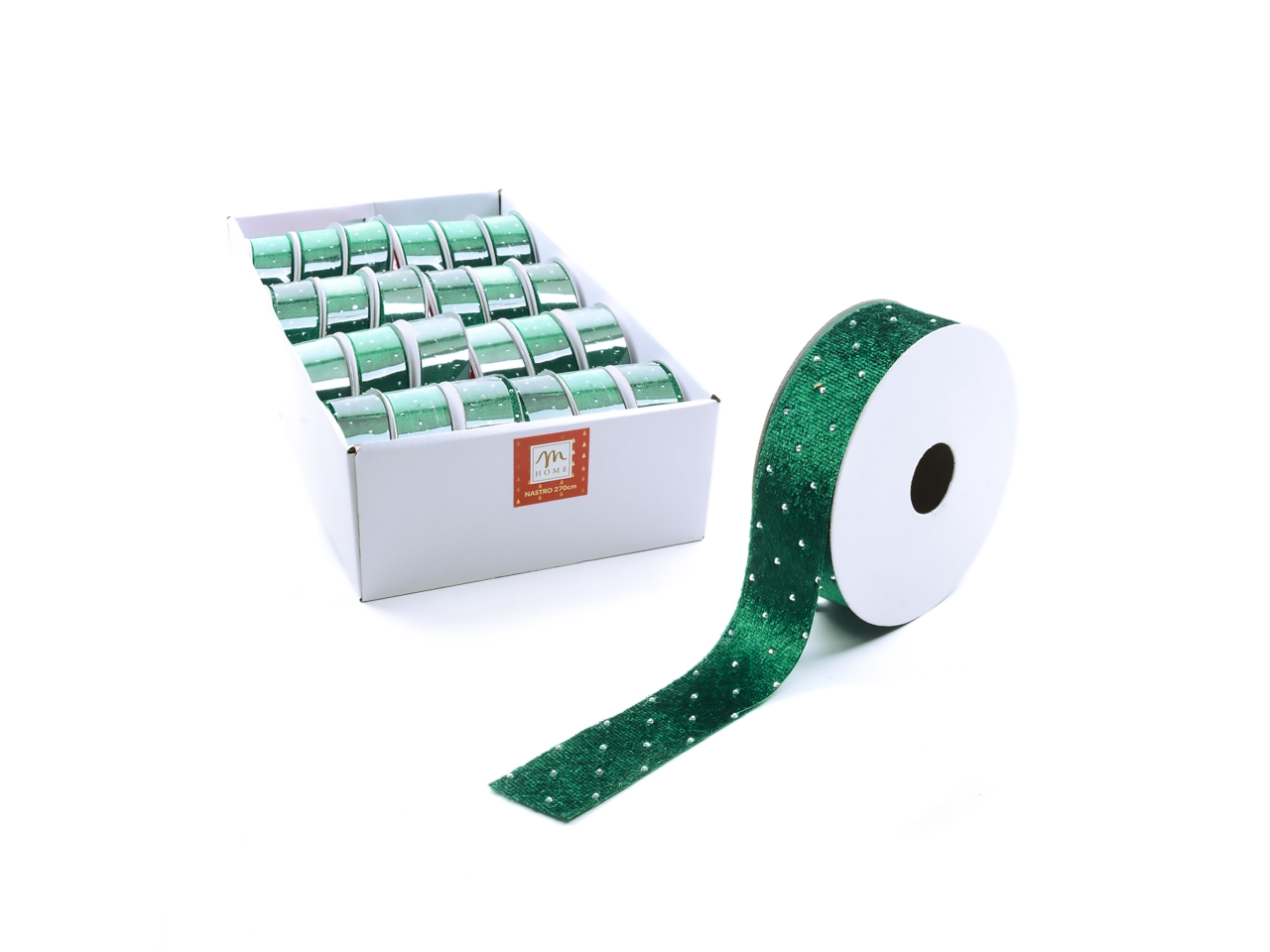 NASTRO VERDE TESSUTO BRILLANTINI 2,5CMX27MT 71156