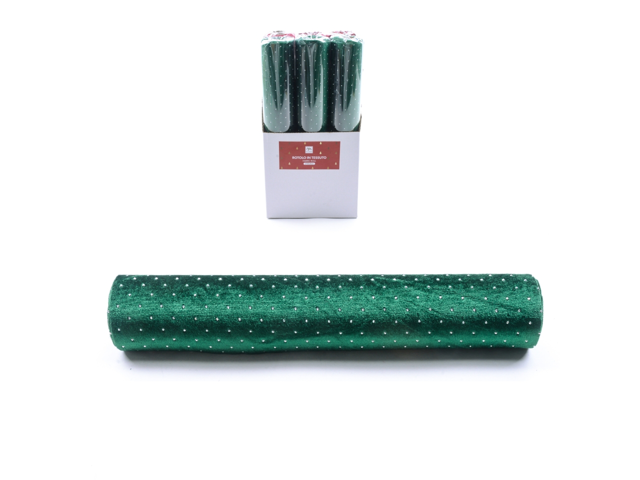 ROTOLO VERDE TESSUTO BRILLANTINI 28CMX27MT 71187