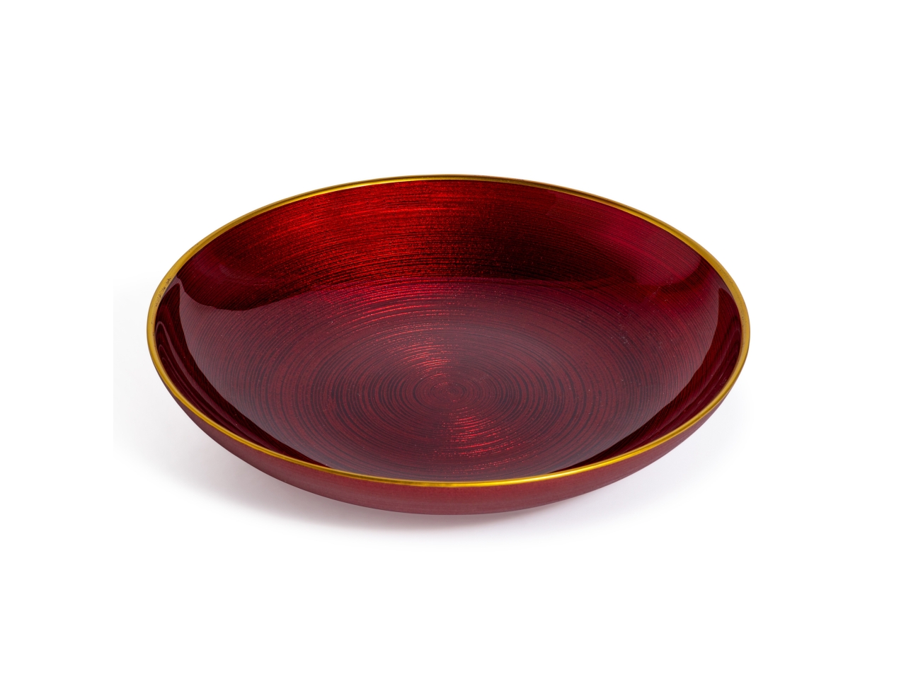 PIATTO FONDO 21CM IN VETRO ROSSO/ORO 82902