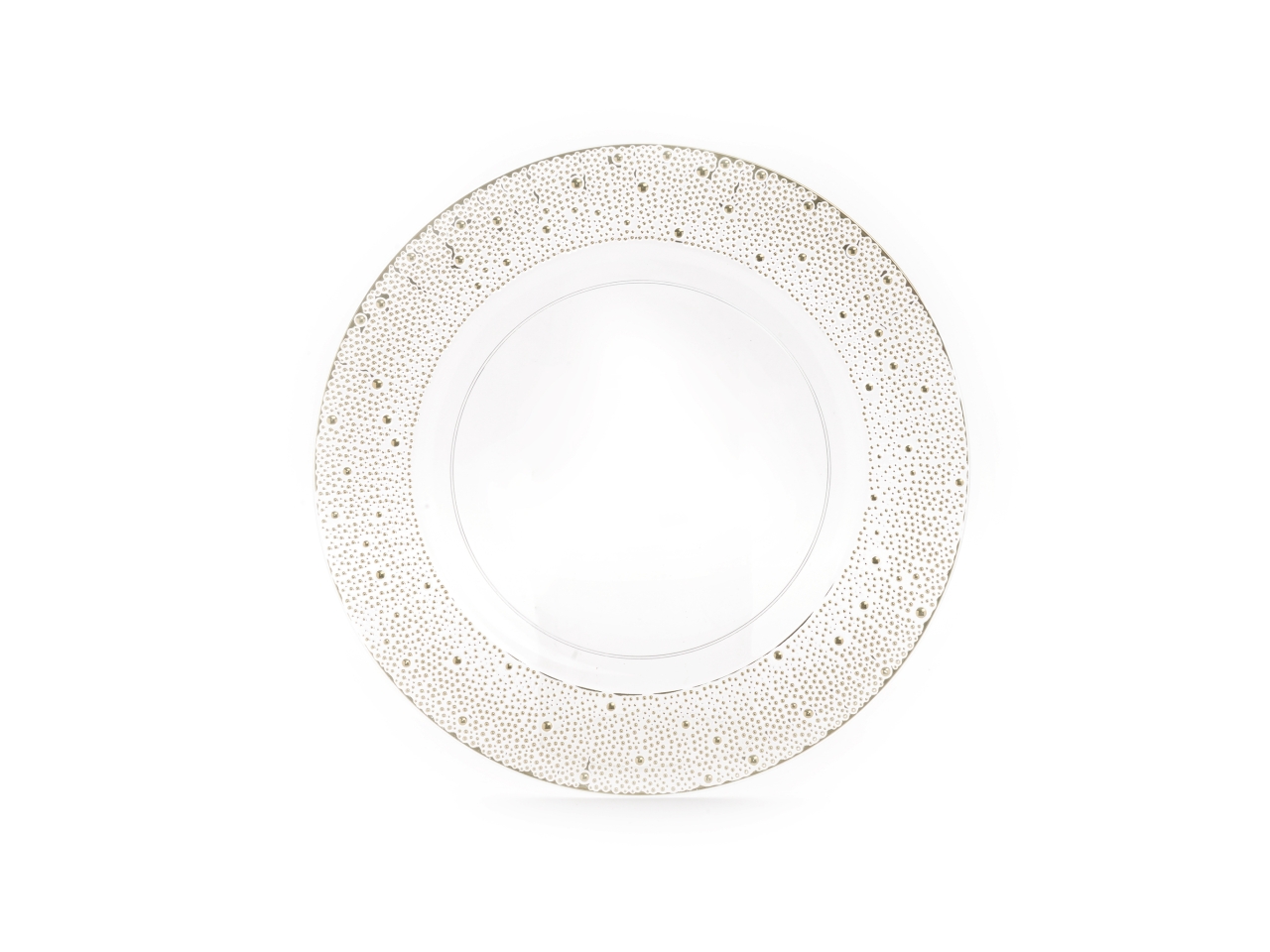 SOTTOPIATTO 33CM PLASTICA TRASP.DECORATO ORO 89164