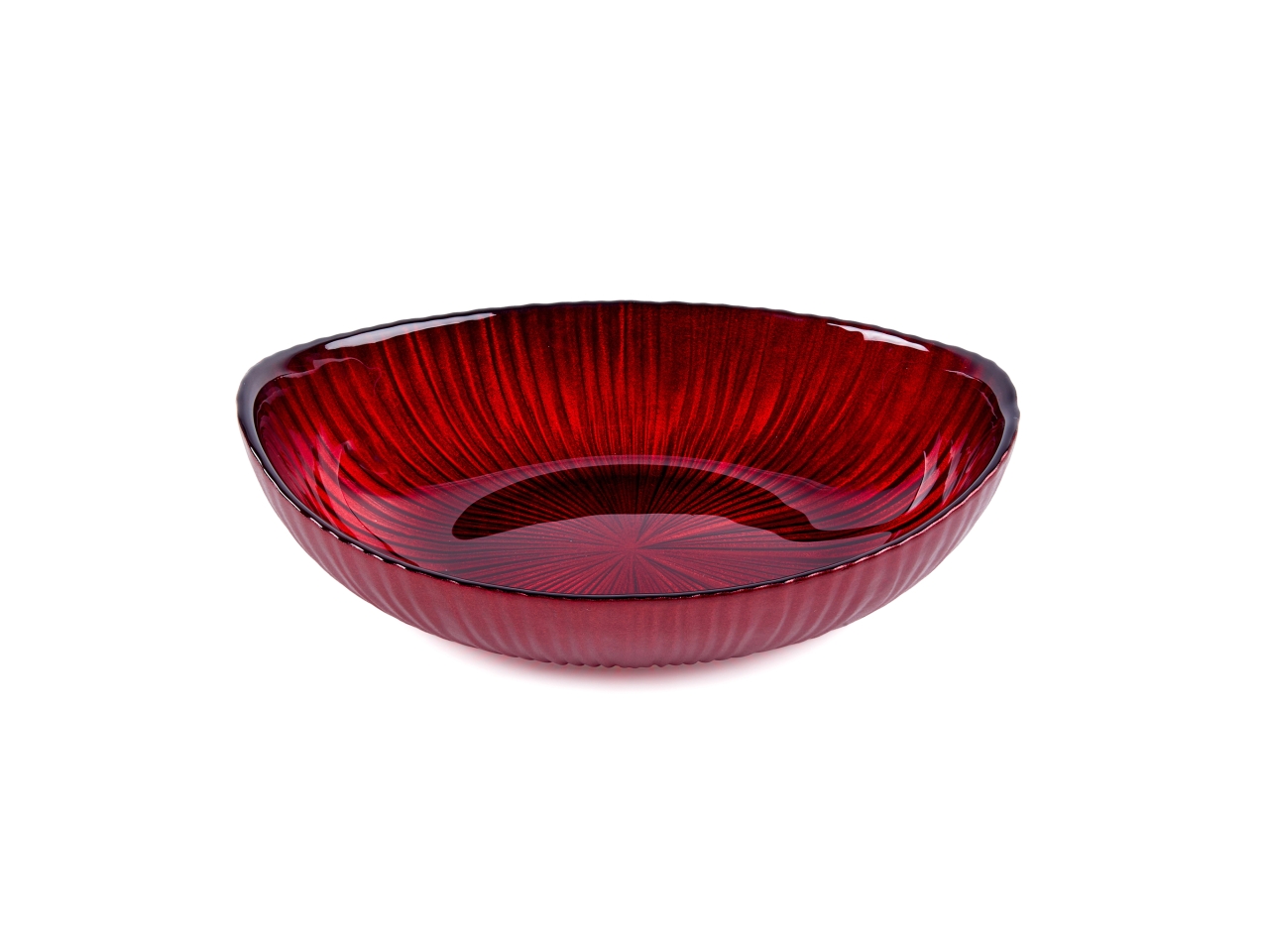 CIOTOLA OVALE 21X13,5XH6CM IN VETRO ROSSO 86900
