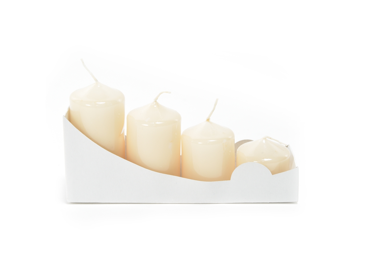 CANDELA PILLAR 3,9X4/5.5/7/8CM4PZ AVORIO LUC.80455