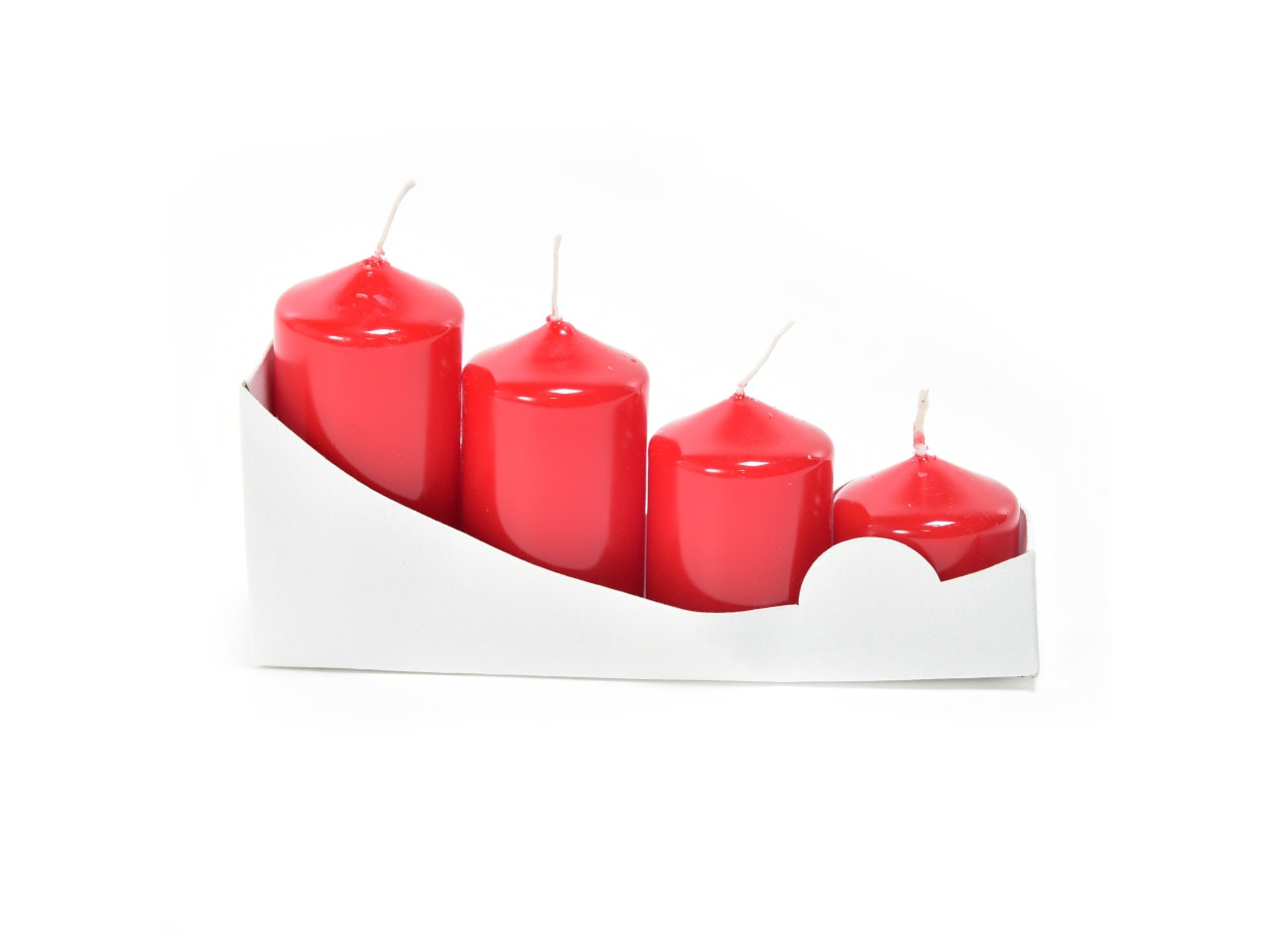 CANDELA MOCCOLO3,9X4/5.5/7/8CM 4PZ ROSSO LUC.79916